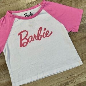 Women’s Barbie white pink crop top fits size S
